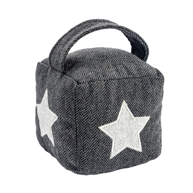 Nicola Spring Door Stop - Grey Cube with Star