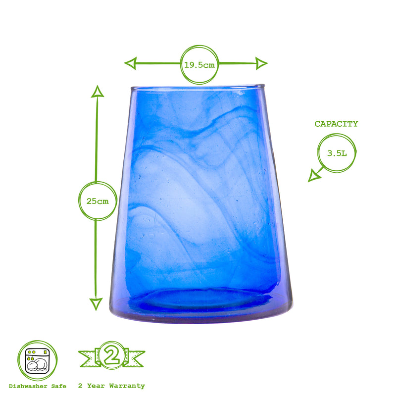 Jebel Recycled Glass Large Vase - Blue