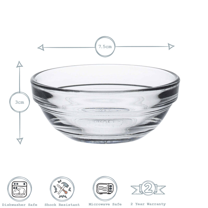 Duralex Lys Glass Stacking Bowl - 7.5cm