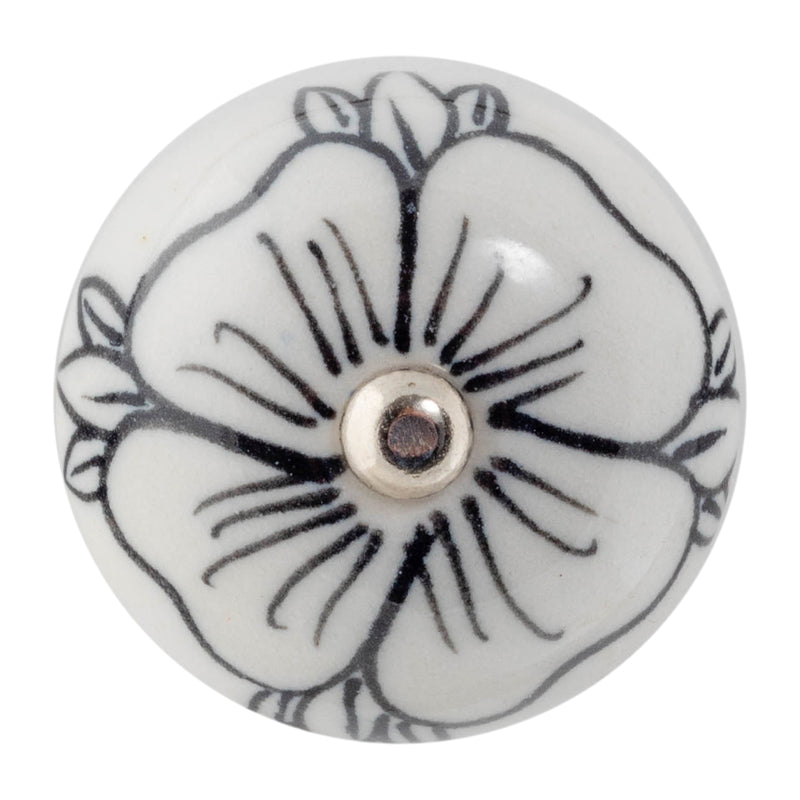 Nicola Spring Round Ceramic Drawer Knob - Flower Bud