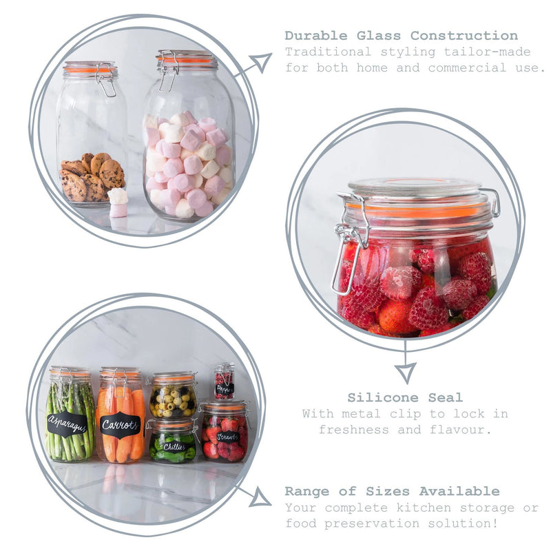 Argon Tableware Glass Storage Jar - 70ml - Orange Seal