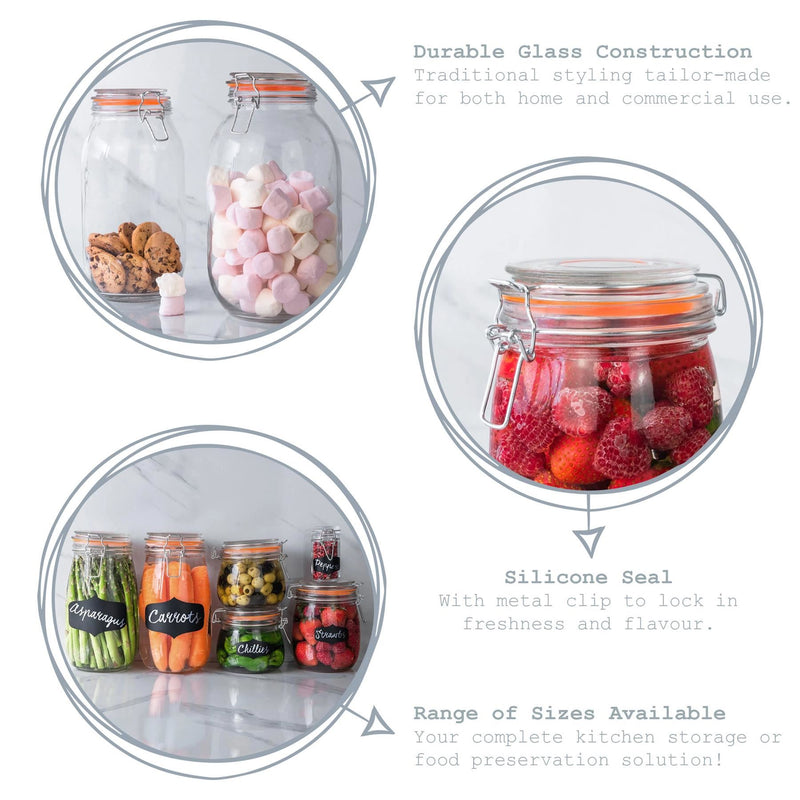 Argon Tableware Glass Storage Jar - 350ml - Orange Seal