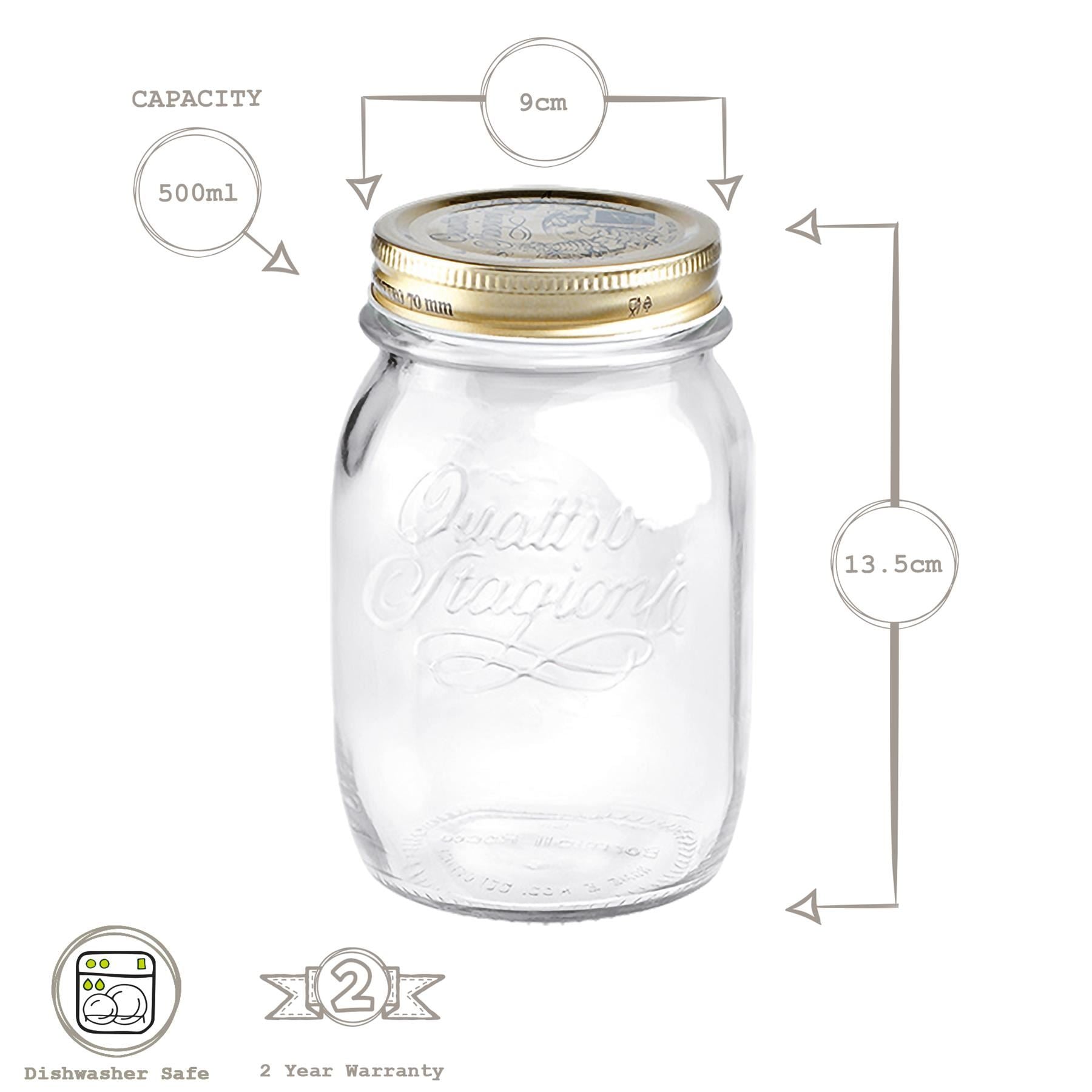 500ml Quattro Stagioni Glass Food Preserving Jar