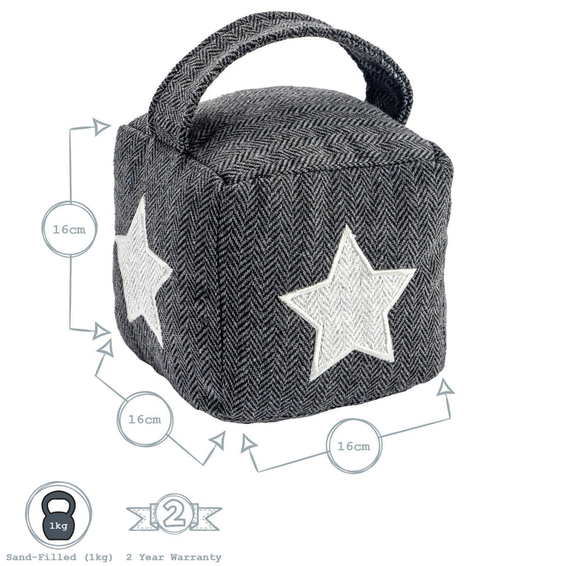 Nicola Spring Fabric Door Stop Star Grey Dimensions