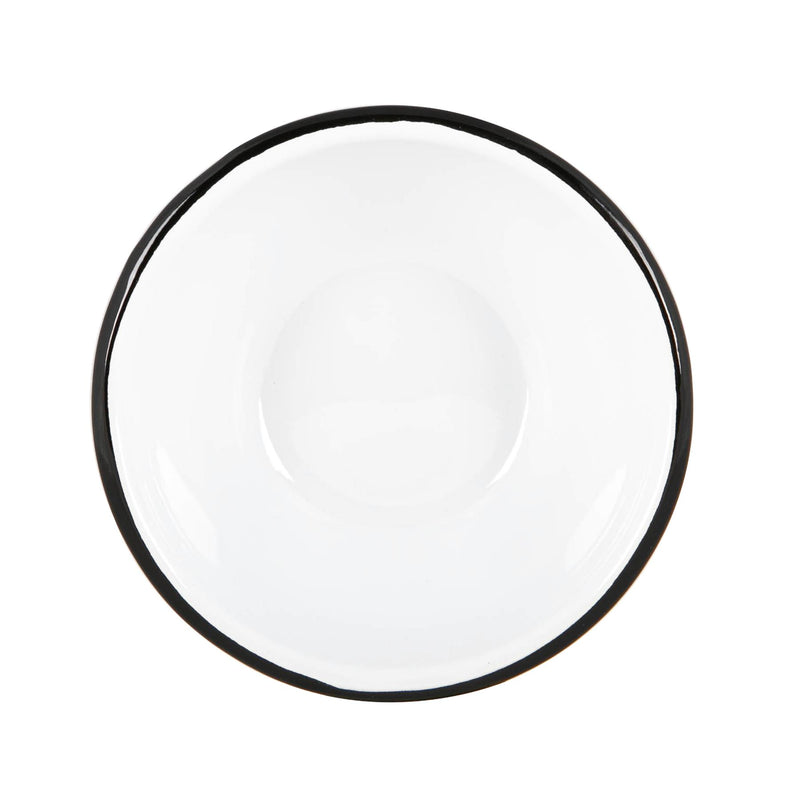 Argon Tableware White Enamel Bowl - 16cm - Black