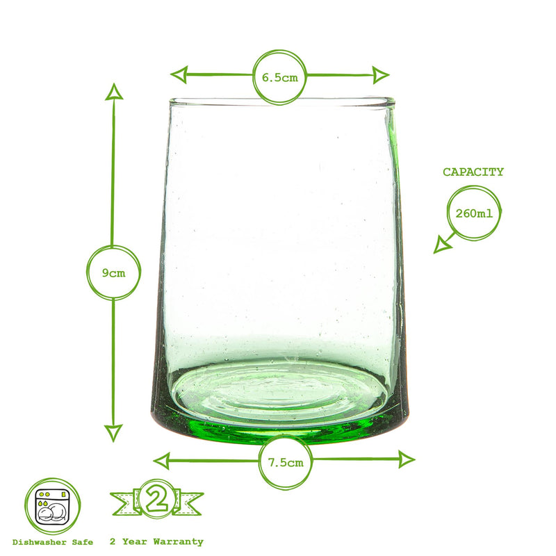 Nicola Spring Merzouga Recycled Tumbler Glass - 260ml - Green