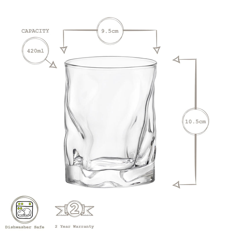 420ml Sorgente Whisky Glass - By Bormioli Rocco